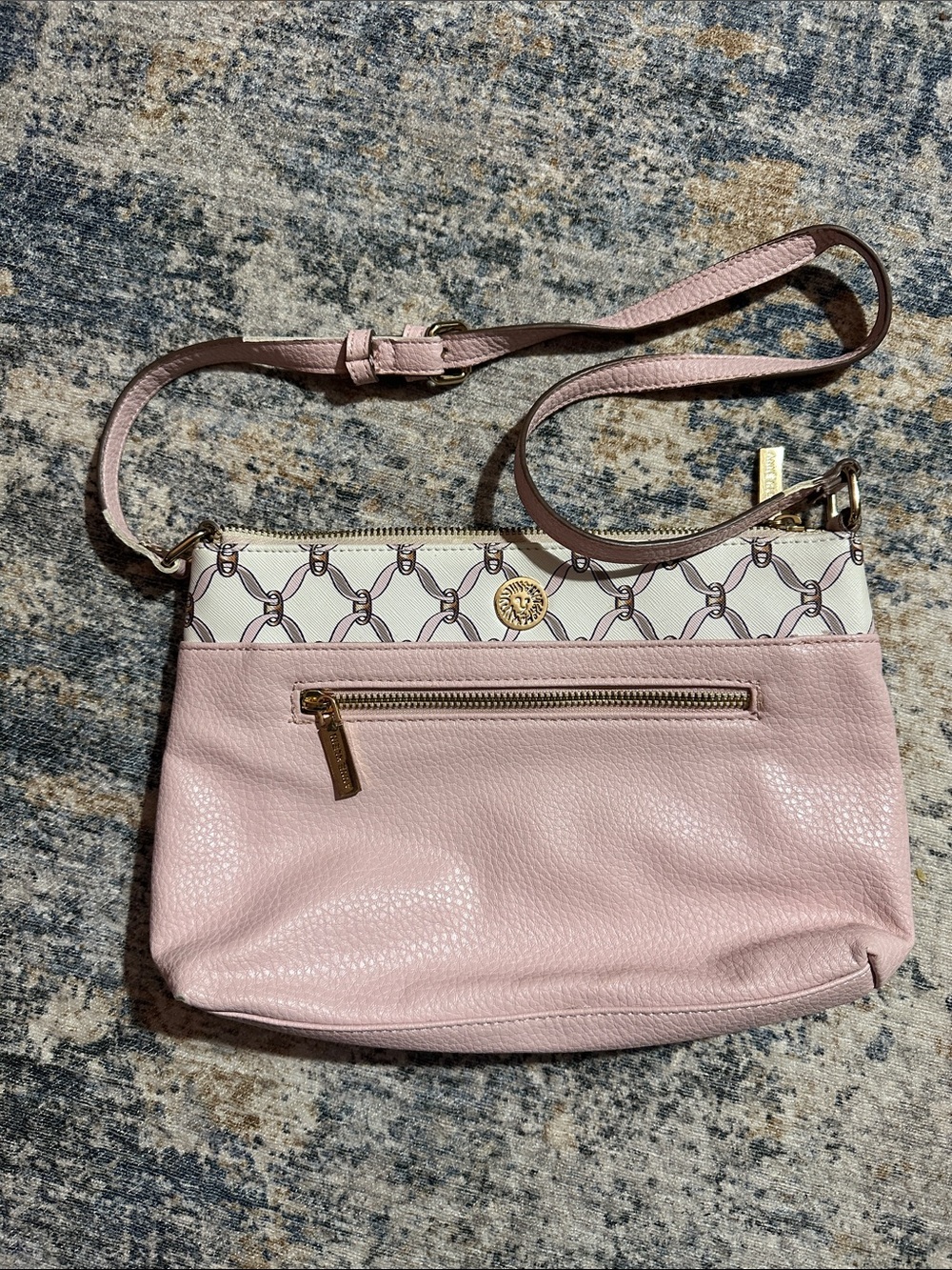 Anne Klein Blush Pink Crossbody with Printed Trim